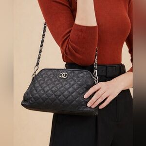 Chanel 12C Sac Hobo in Black Caviar with Chained Strap
